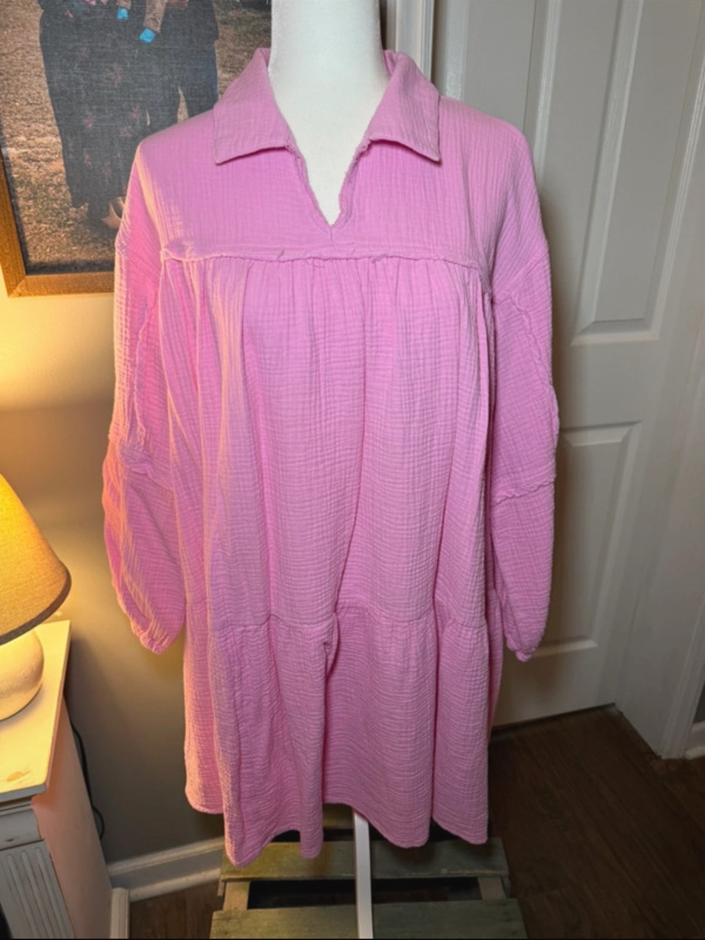 Women’s Pink Collared Babydoll Dress